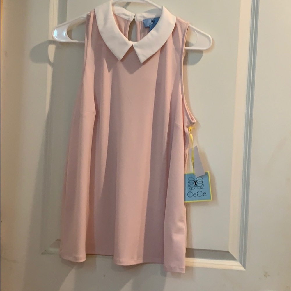 Cece sleeveless blouse. Pink. Large